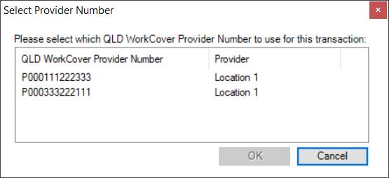 Select Provider Number for invoice