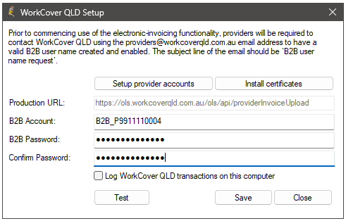 WorkCover QLD Setup screen 1