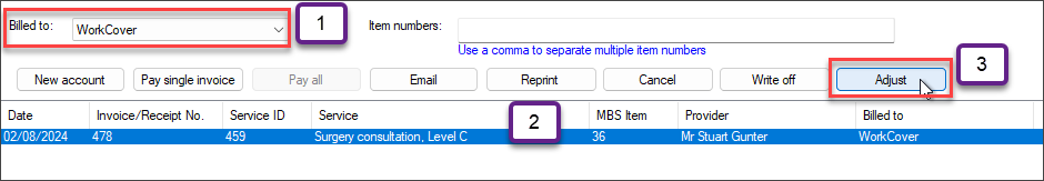 Adjust invoice