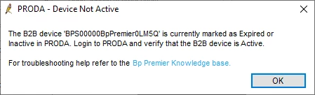 PRODA - Device not active