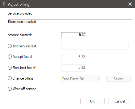 Adjust Billing from Reconcile Direct Bill Batch claim