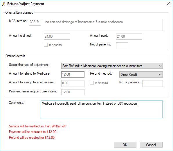Perform a part Medicare refund