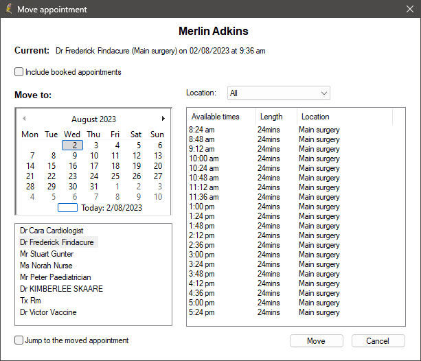 Move appointment