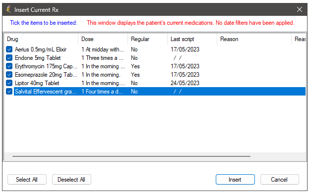 Select Rx for Subpoena tool