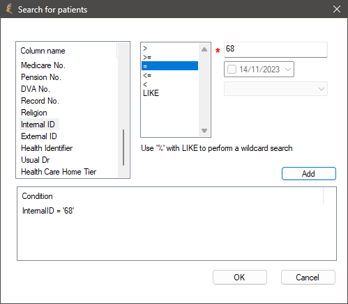 Search database by Patient ID