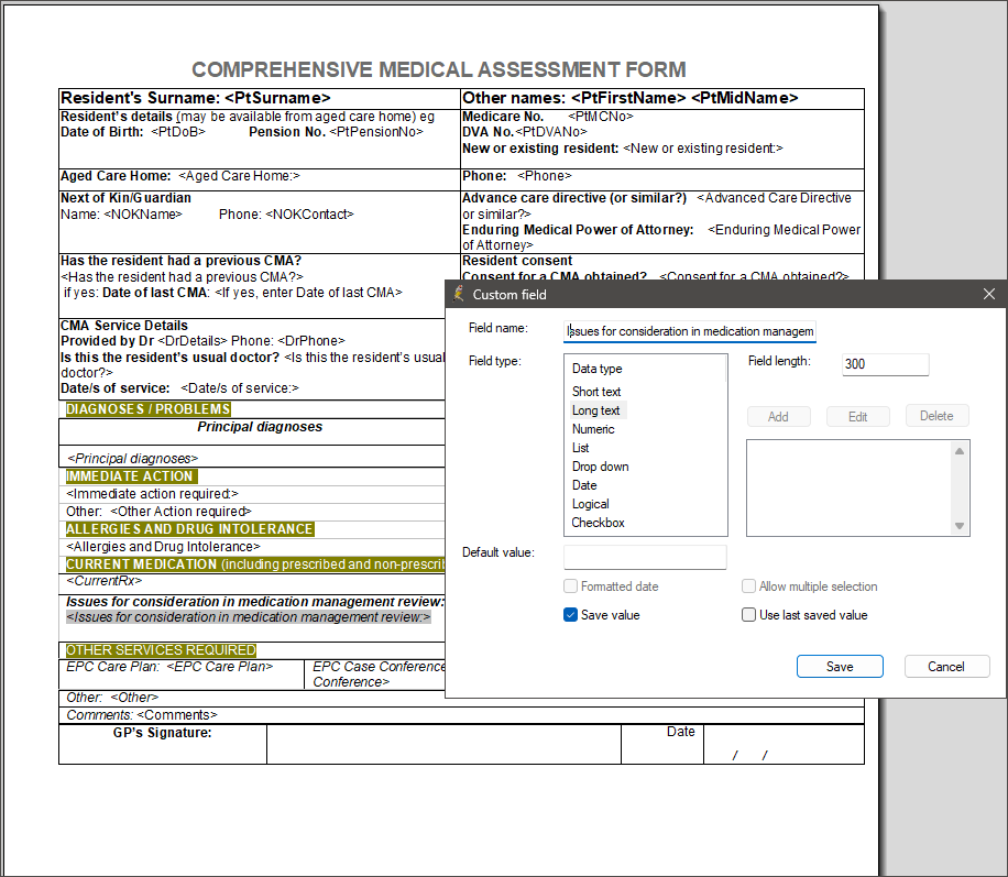 Advanced Template Custom Field