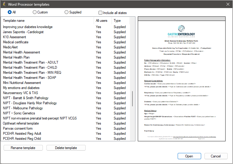 Word Processor Templates