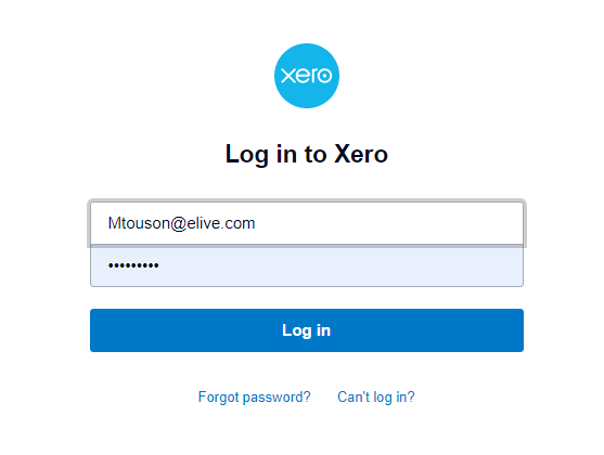 Enter your Xero account username and password