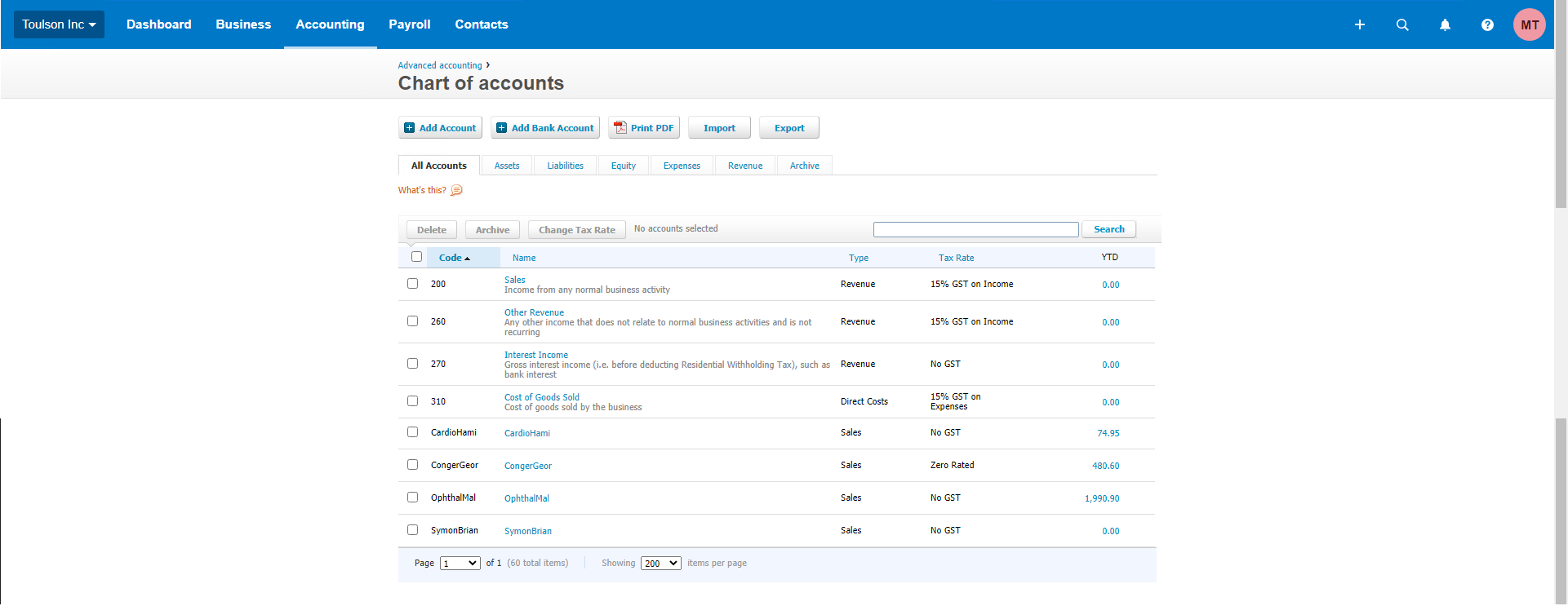 Set up your Bp VIP.Net providers as accounts in Xero