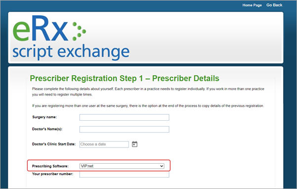 eRx Registration