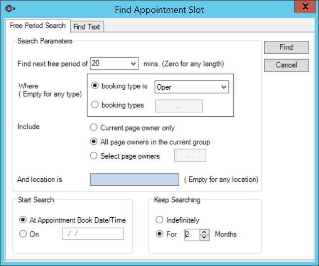 Find Appointment Slot Free Period Search