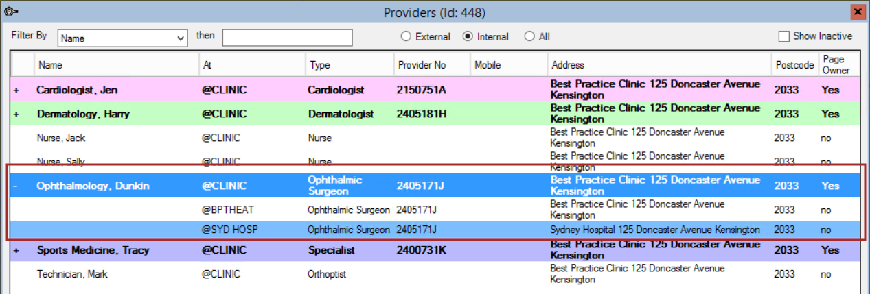 Providers at multiple units