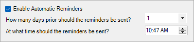 Set how many days prior to the appointment that the reminder should be sent.