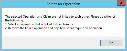 Operation and claim not linked