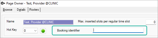 Booking identifier field for online bookings.