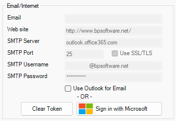 Microsoft sign in for email in Facility Preferences