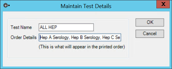 Maintain Test Details
