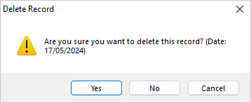 Delete record warning