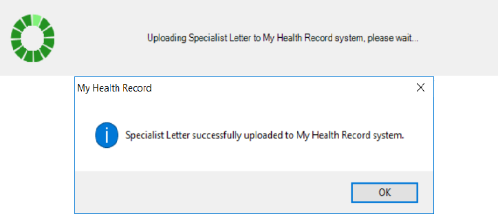 Successful letter upload to my health record