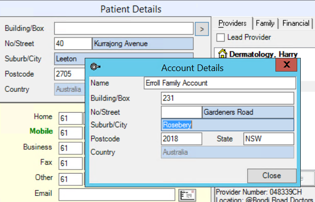 Patient Account Address