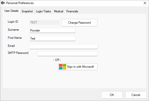 Microsoft email sign in for Personal Preferences