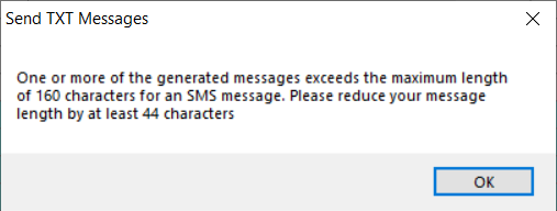 SMS Error Message