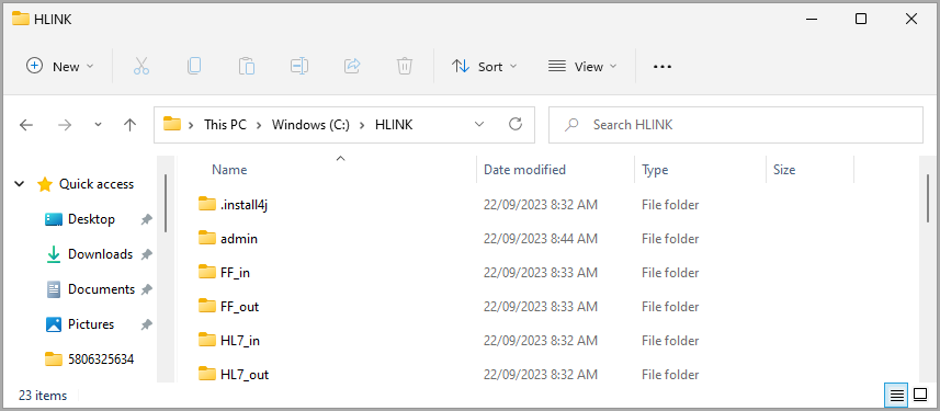 Windows file explorer HLINK folder