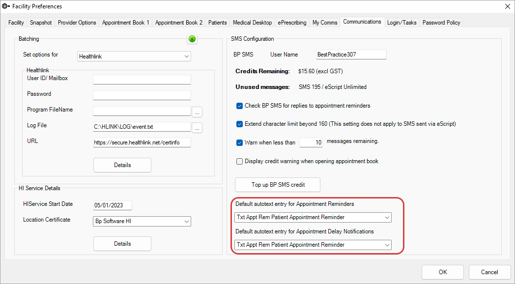 Select default autotext template